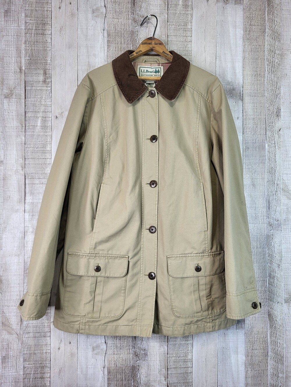 L.L. Bean Tan Utility Barn Chore Jacket. Ladies Size Large. Item 267093